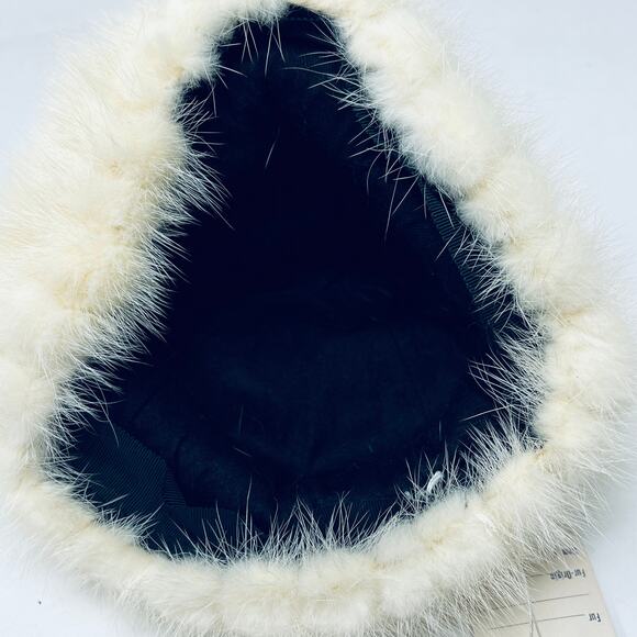 Vintage 50s / 60s Fur Hat Cream Winter Original Tag Blank Classic Tan - Picture 4 of 9